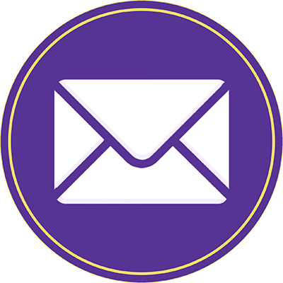 Purple circle with an email envelope in the middle