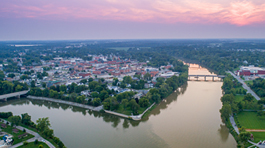 Aerial view of the city of Defiance