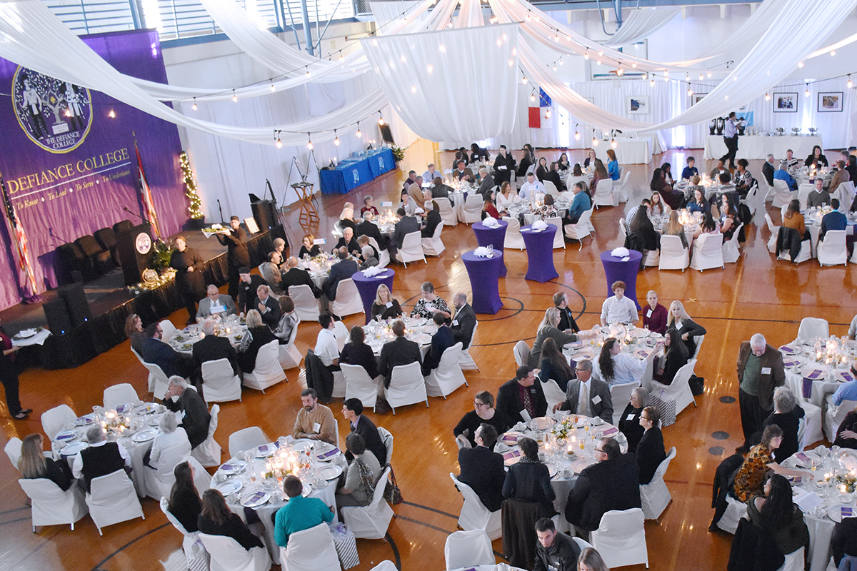 Conference tables and chairs set in a u-shape.