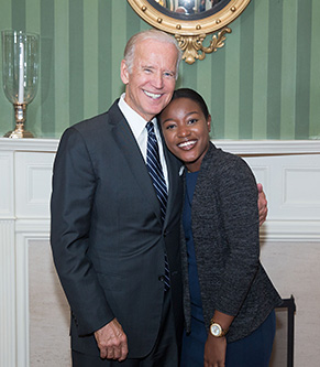 Vice President Joe Biden and DC student Denique Dennis