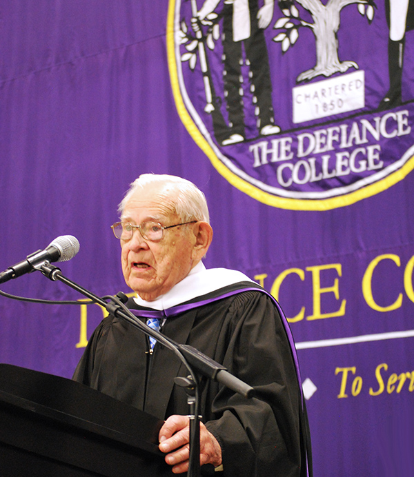 Randall Buchman speaking at commencement