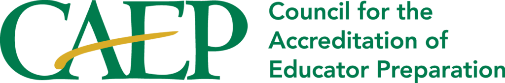Logo of the Council for the Accreditation of Educator Preparation (CAEP), featuring large green letters CAEP with a gold swoosh, and the organization’s full name written to the right.